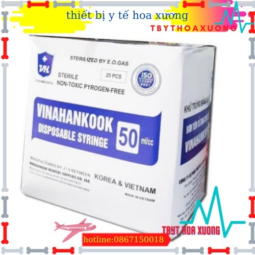 Bơm tiêm cho ăn 50ml vinahankook- bơm cho ăn 50cc hộp 25 cây