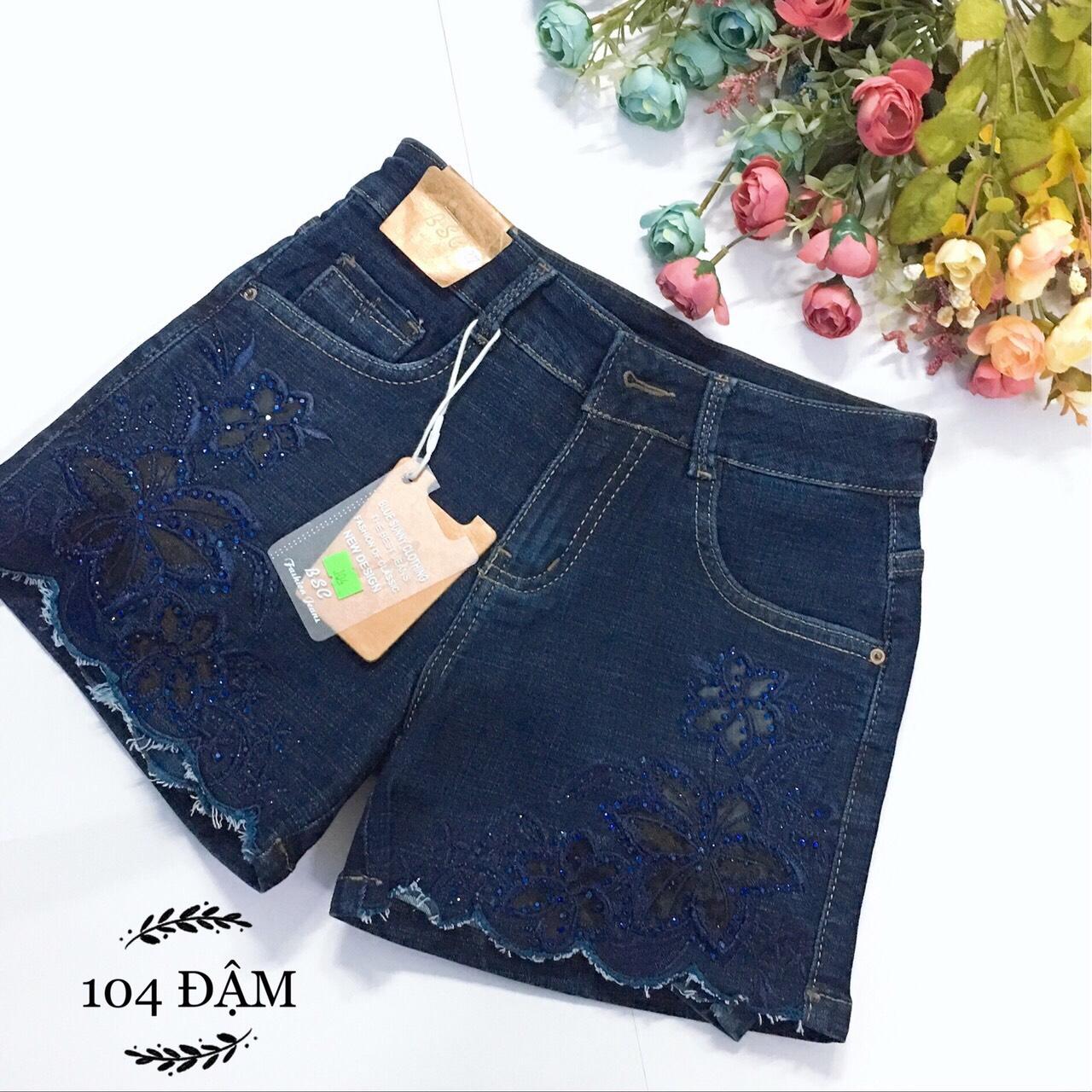 [HCM]Quần sọt jean thêu hoa đính cườm (có big size) JST