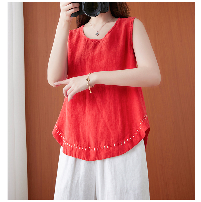 áo ba lỗ nữ chất đũi thêu họa tiết - SP1