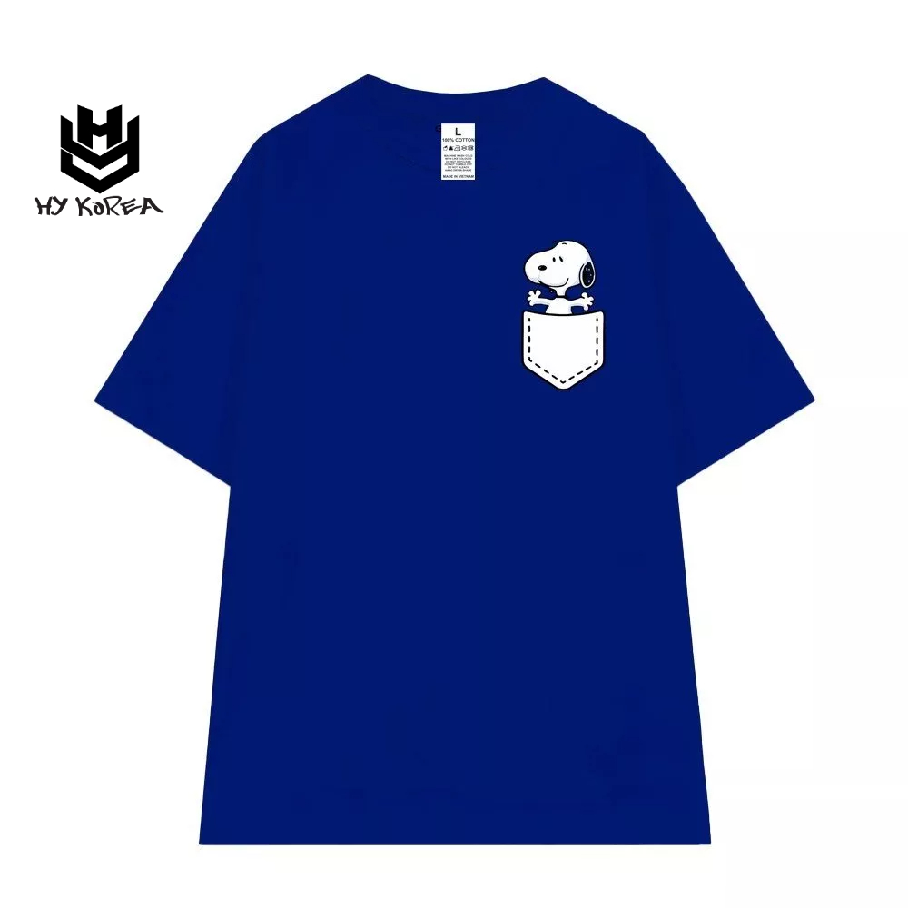 Áo thun HYKOREA Basic Cotton 100% Nam Nữ Form Oversized Logo Snoopy 1304