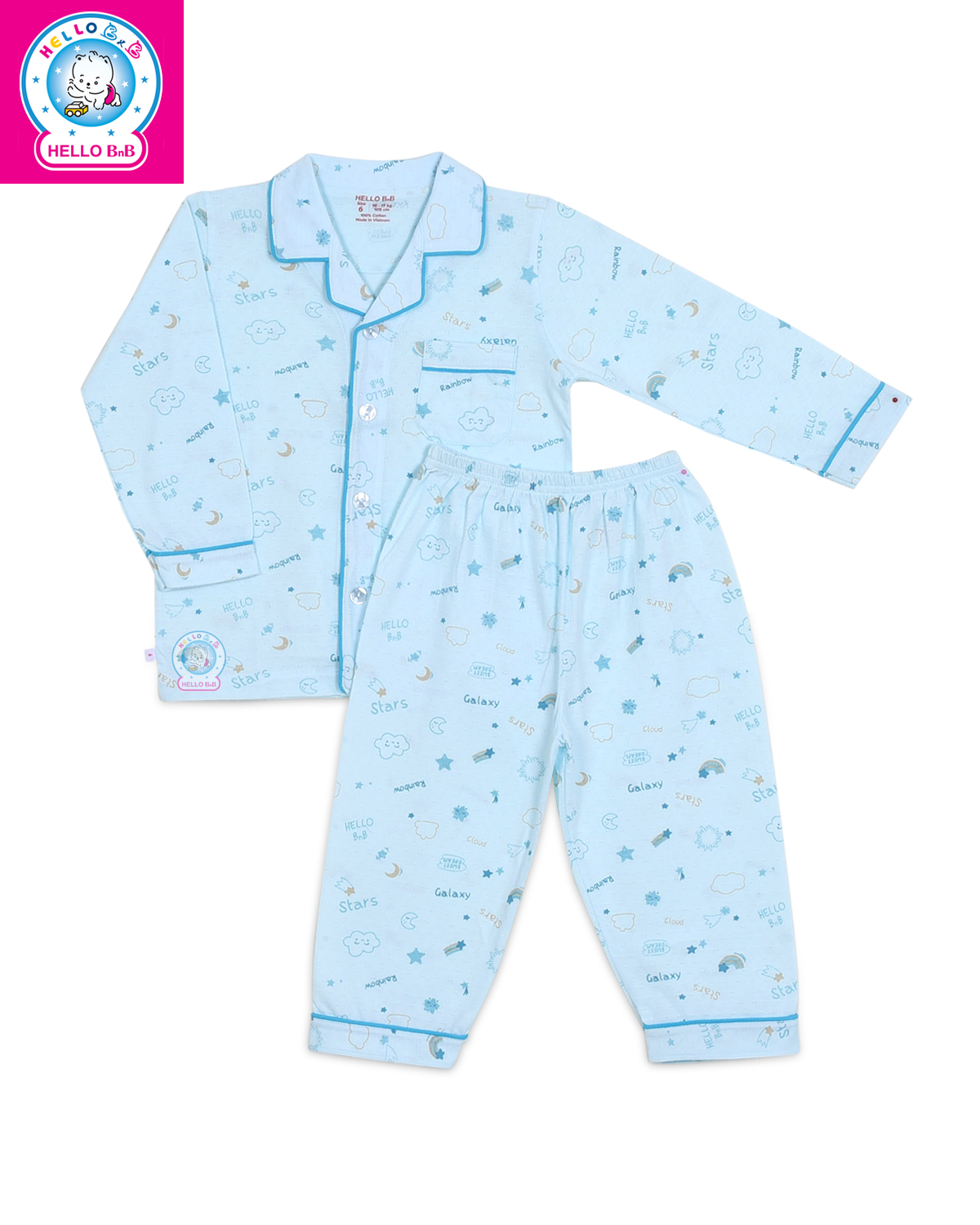 BỘ PYJAMAS BÔNG DÀI BÉ TRAI 0187- HELLO BnB (hình in ngẫu nhiên)