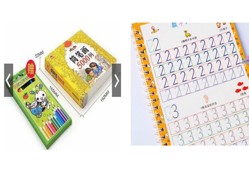 Combo Vở tập tô màu 5000 hình và sét 3 sách tập tô chữ cho bé (kèm bút)