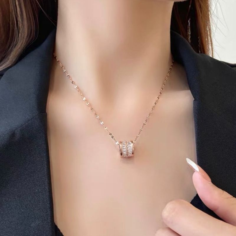 Dây chuyền titan basic mặt đá tròn, mạ vàng 14k [ KHÔNG ĐEN GỈ ] Her Accessories CT16
