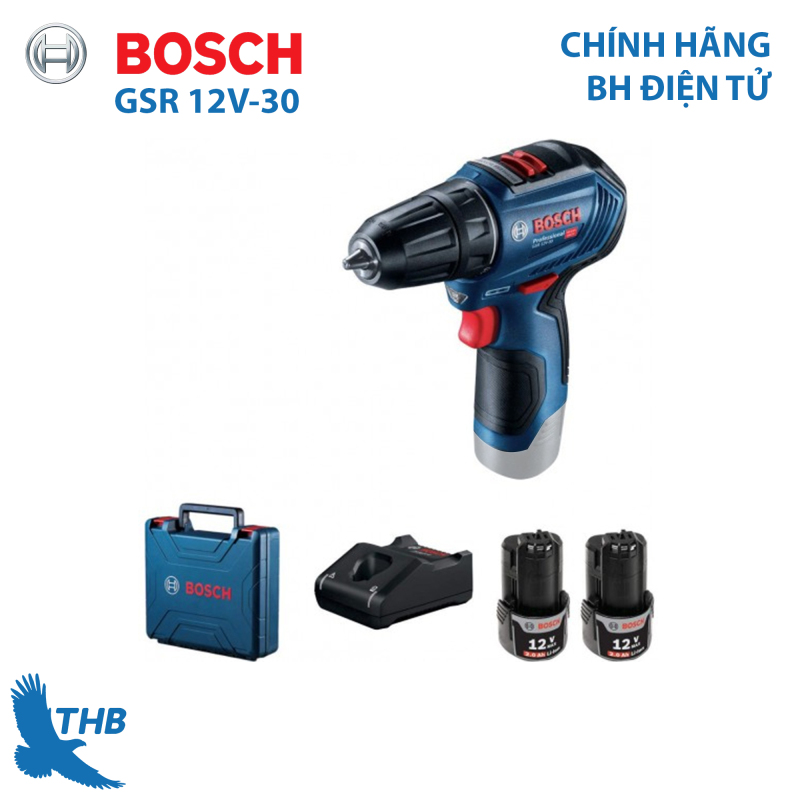 [Trả góp 0%] Máy khoan/ bắt vít dùng pin Bosch GSR 12V-30 Nhiều tính năng nổi bật kết quả chính xác Động cơ không chổi than