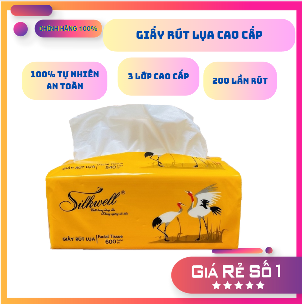 BỊCH 10 gói Giấy ăn giấy rút lụa cao cấp 3 lớp 200 Silkwell