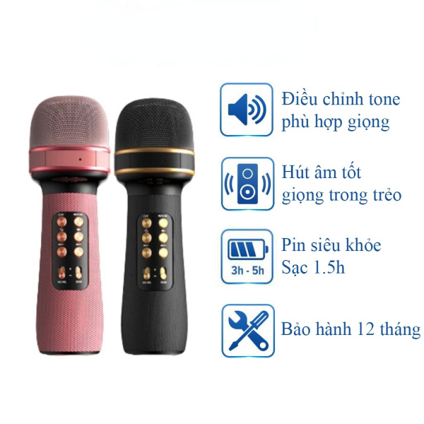 Micrô cầm tay Bluetooth Karaoke không dây Loa mới Bộ ngưng tụ Mic hát cho ​Mic Mic hát Karaoke Kiêm Loa Bluetooth
