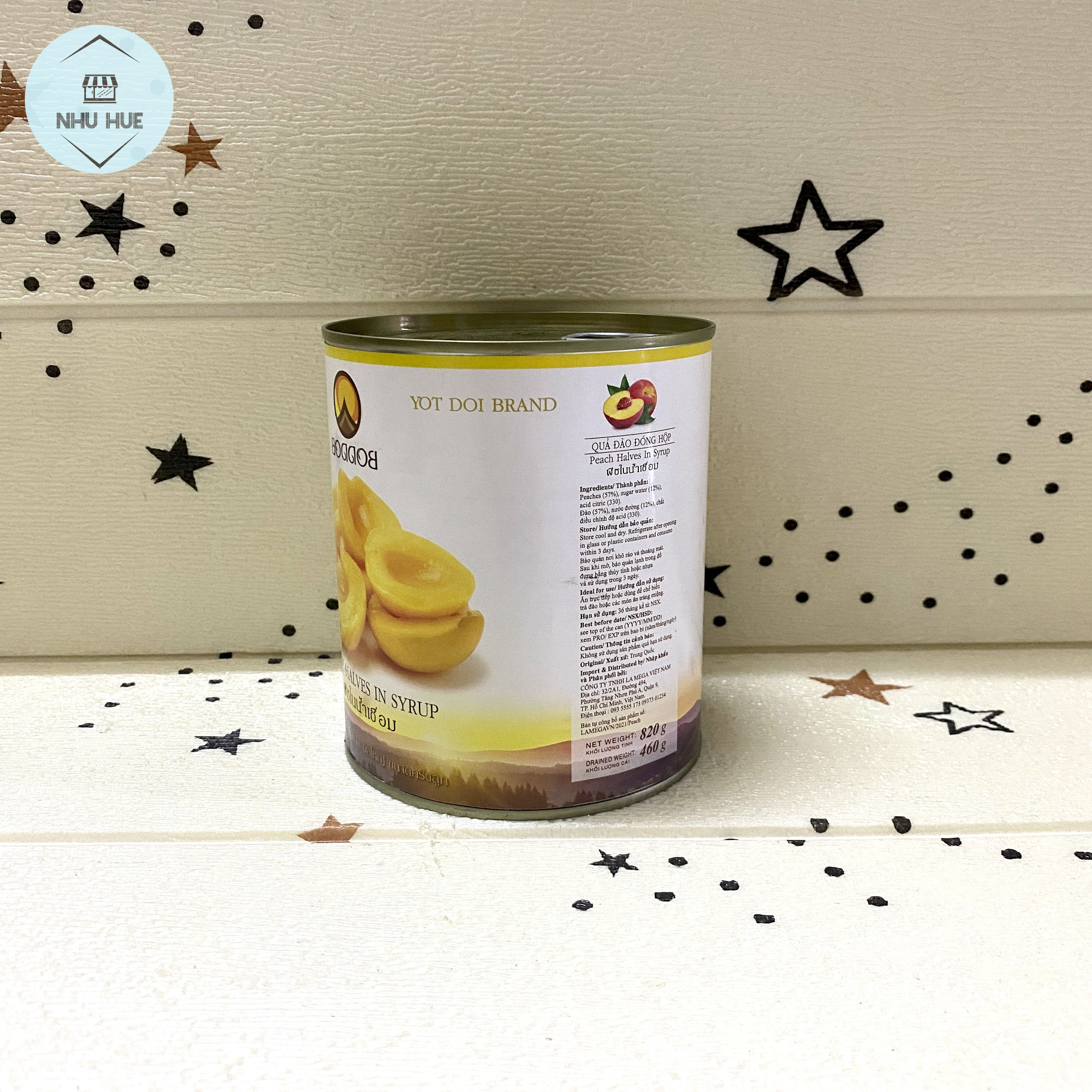 Đào ngâm đóng lon Thái Lan Yot Doi (Lon 820g)