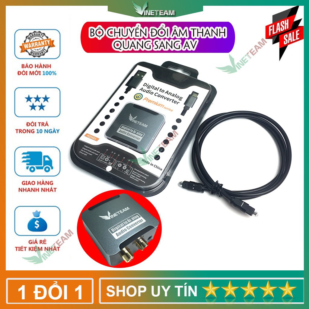 Bộ chuyển đổi tín hiệu âm thanh quang học Optical tặng kèm nguồn và dây quang 1m
