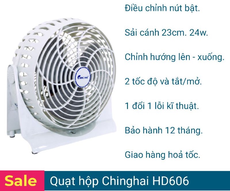Quạt bàn Chinghai HD606 24W sàn hộp nhỏ sử dụng văn phòng phòng ngủ êm dịu mát