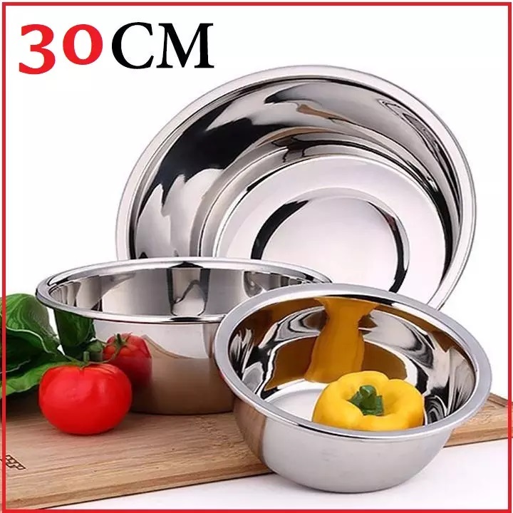 Thau inox size lớn 30cm cao cấp, dày, tiện lợi – store bùi huy
