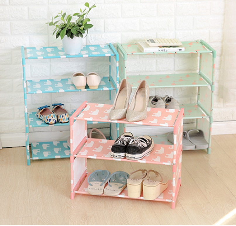 Kệ giày lắp ráp 4 tầng dễ thương, tiện lợi chất liệu nhựa ABS và sắt cao cấp, bền đẹp