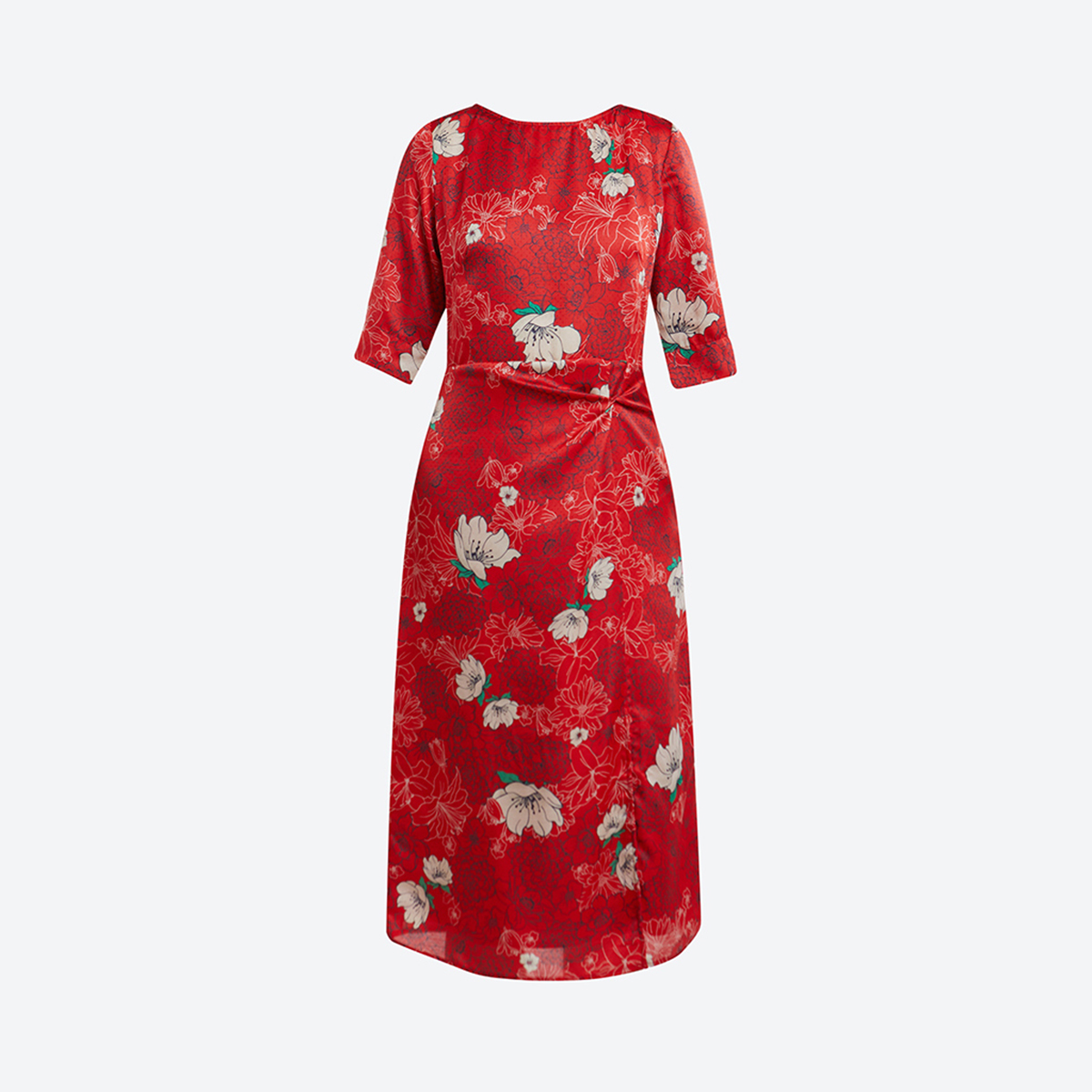 N & m women's fashion silk mid sleeve dress 2010016