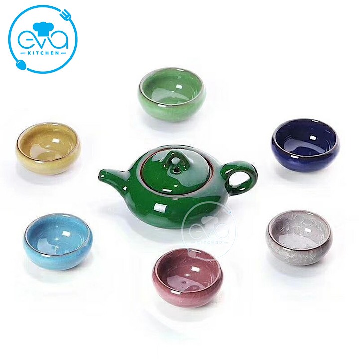 [HCM]Bộ Ấm 6 Chén Trà Men Ngọc Sắc Màu M2568