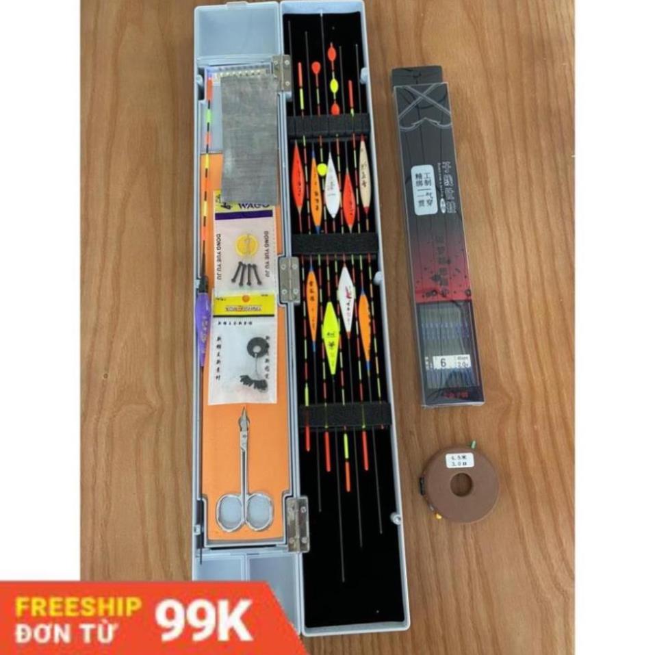 Bộ hộp phao câu cá+ phụ kiện câu đài đầy đủ như hình,hộp phao có kéo kèm phao,phụ kiện câu đài,hp1