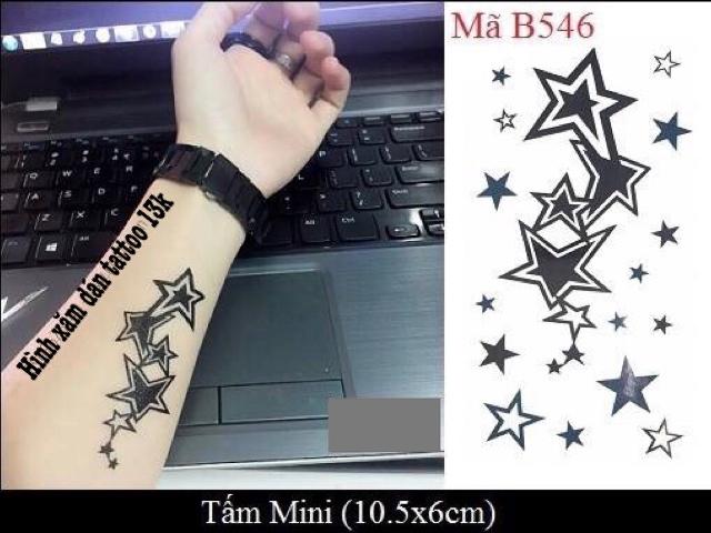 [HCM]Combo 6 tấm hình xăm dán sao trắng 10x6cm (mua 2 combo tặng bắp tay mini 10x20cm)