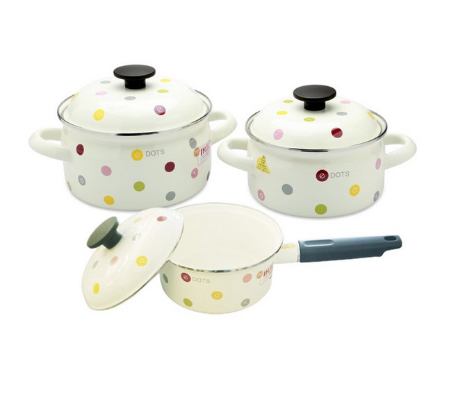 Bộ nồi tráng men cao cấp Nhật Bản Fujihoro , nhập khẩu Thái lan ( con gấu / trái cây / chấm bi / con mèo ) , bảo hành 2 năm , dùng được bếp từ