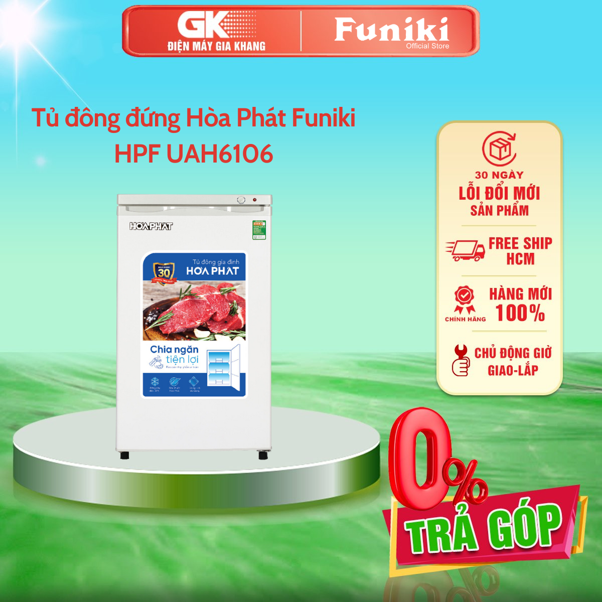 Tủ đông đứng Hòa Phát Funiki 106 lít HPF UAH6106 - Công nghệ Extra Freezing - GIAO TOÀN QUỐC - FREESHIP HCM
