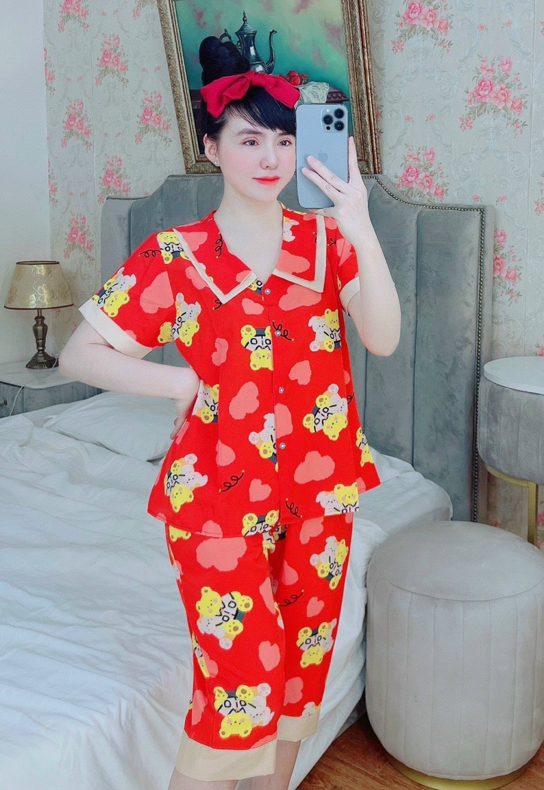 [LỬNG SIZE DƯỚI 57kg ] Đồ Bộ Pijama Lụa Hàn Họa Tiết Siêu Đẹp