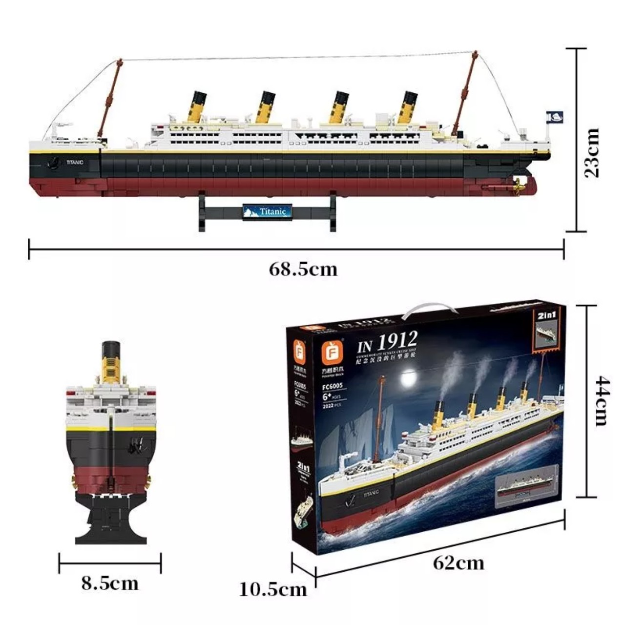 Đồ chơi lắp ráp 1912 - ( Lắp Ghép Con Tàu Titanic 2in1 2022 Chi Tiết )
