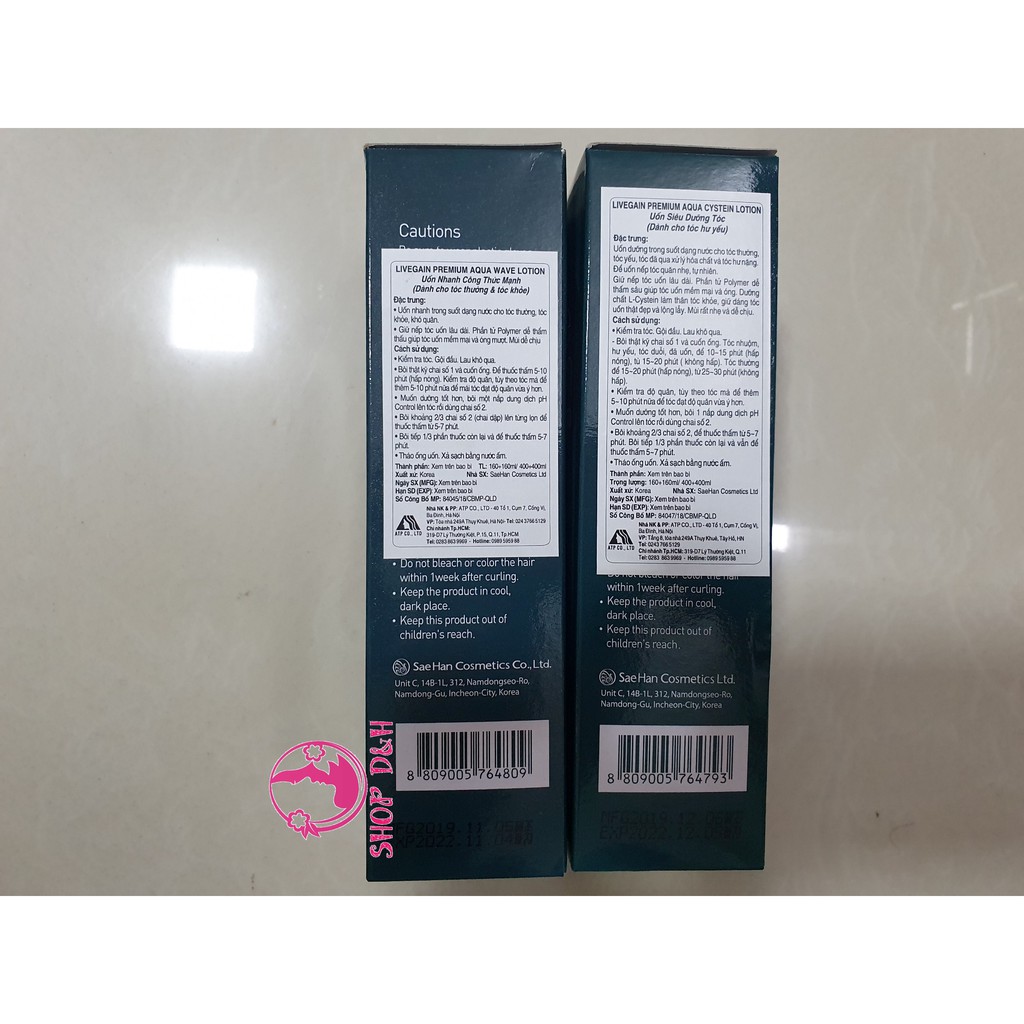 Thuốc Uốn Tóc Livegain Premium Aqua (Cysteine Wave Lotion + Wave Lotion)| - Aqua Cysteine Wave Lotion