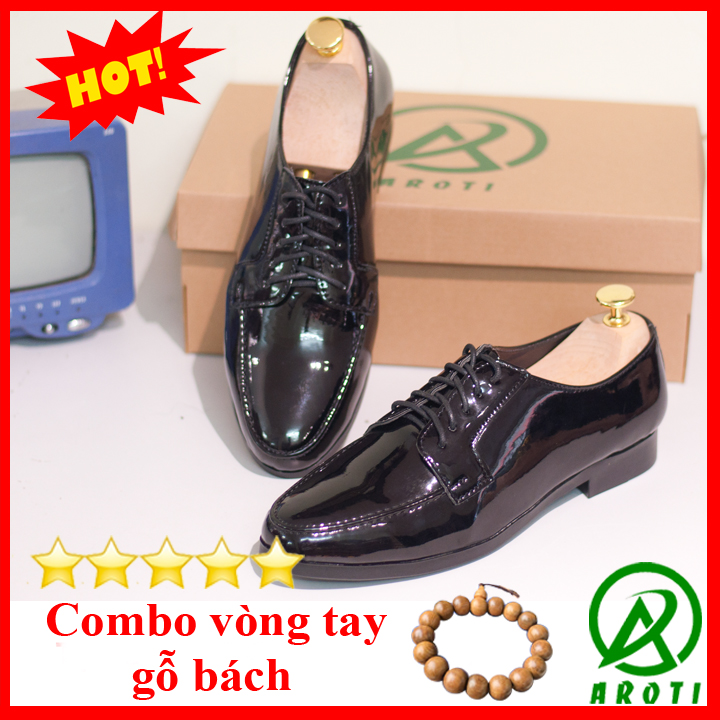 Giày lười nam buộc dây da bóng-M504(GB)