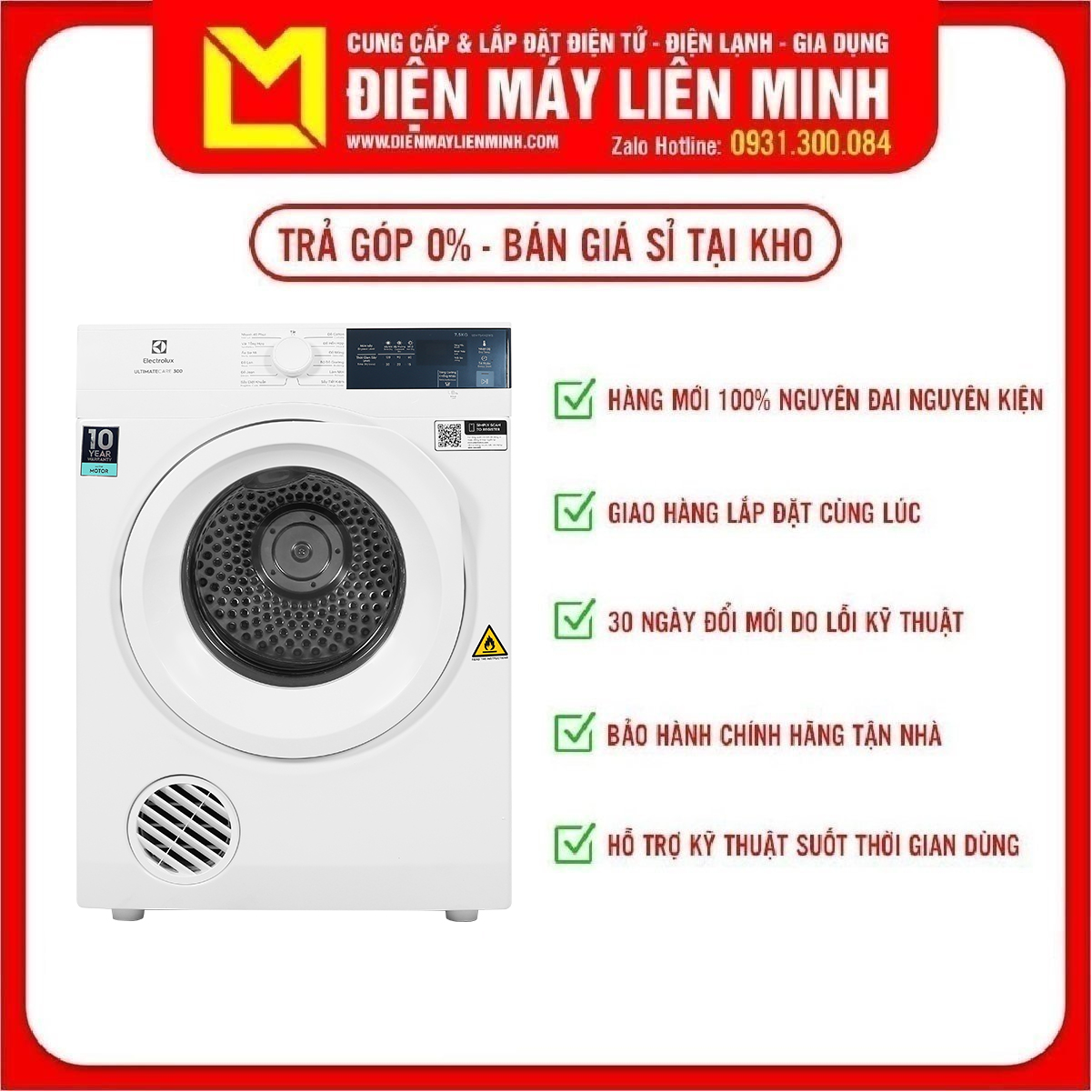 Máy sấy thông hơi Electrolux 7.5 kg EDV754H3WB Mới 2022  Hẹn giờ sấy, Cảm biến khối lượng Smart Sensor, Úp ngược đặt trên máy giặt tiết kiệm diện tích - giao hàng miễn phí HCM