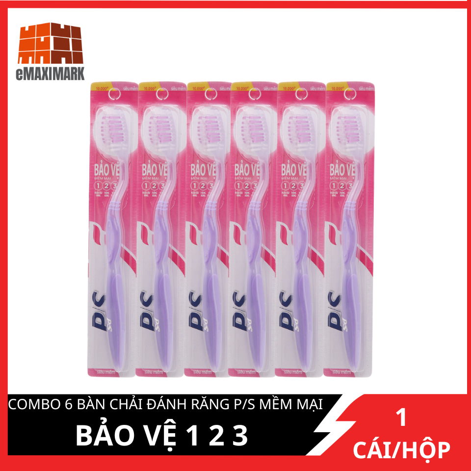 Combo 6 Bàn Chải Đánh Răng P/S Bảo Vệ 123 (Hồng)