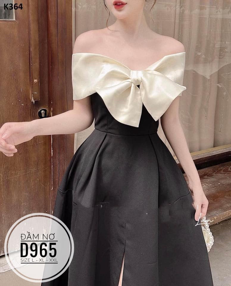 Bigsize Đầm xuông nơ tiểu thư D965
