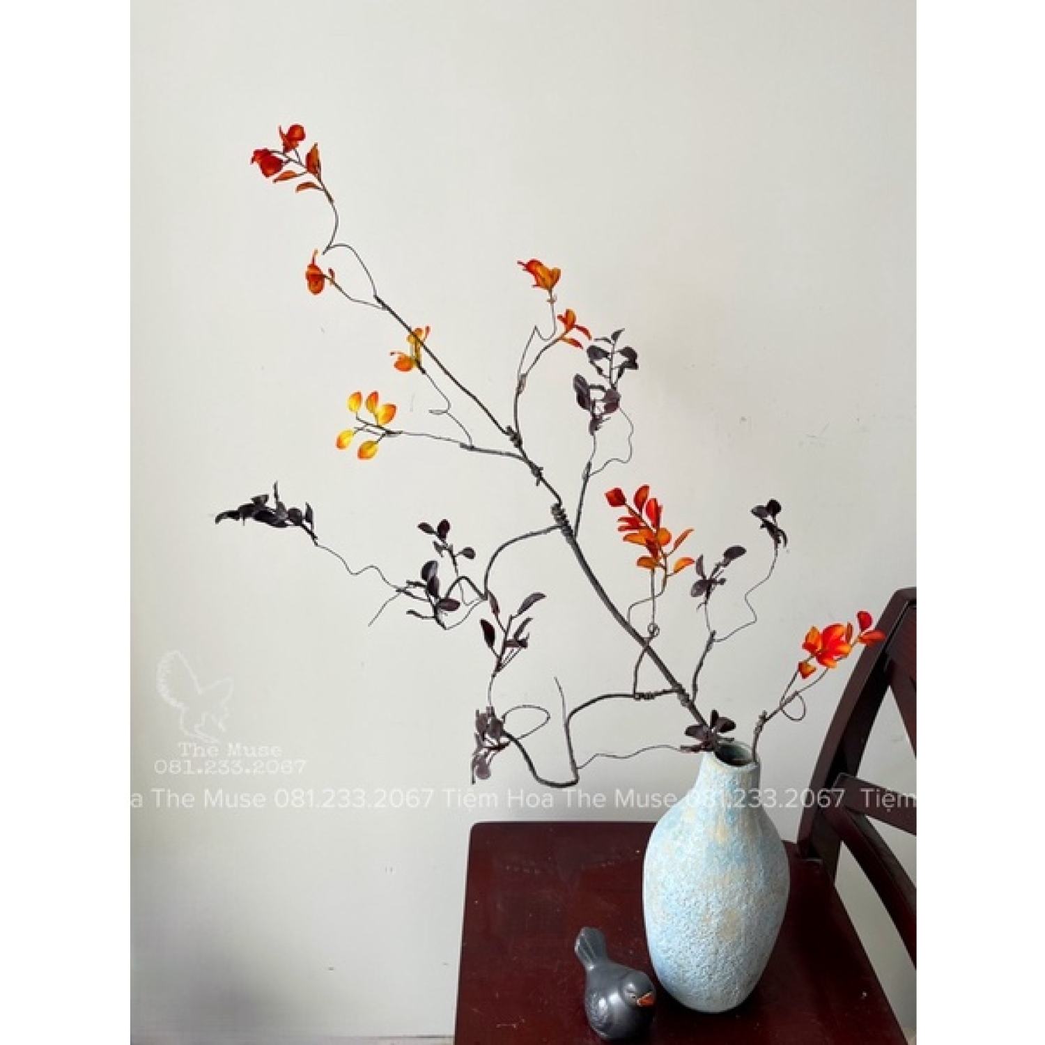 Cành Lựu - Đỏ Mận Tím - Decor Phong Cách Wabi Sabi