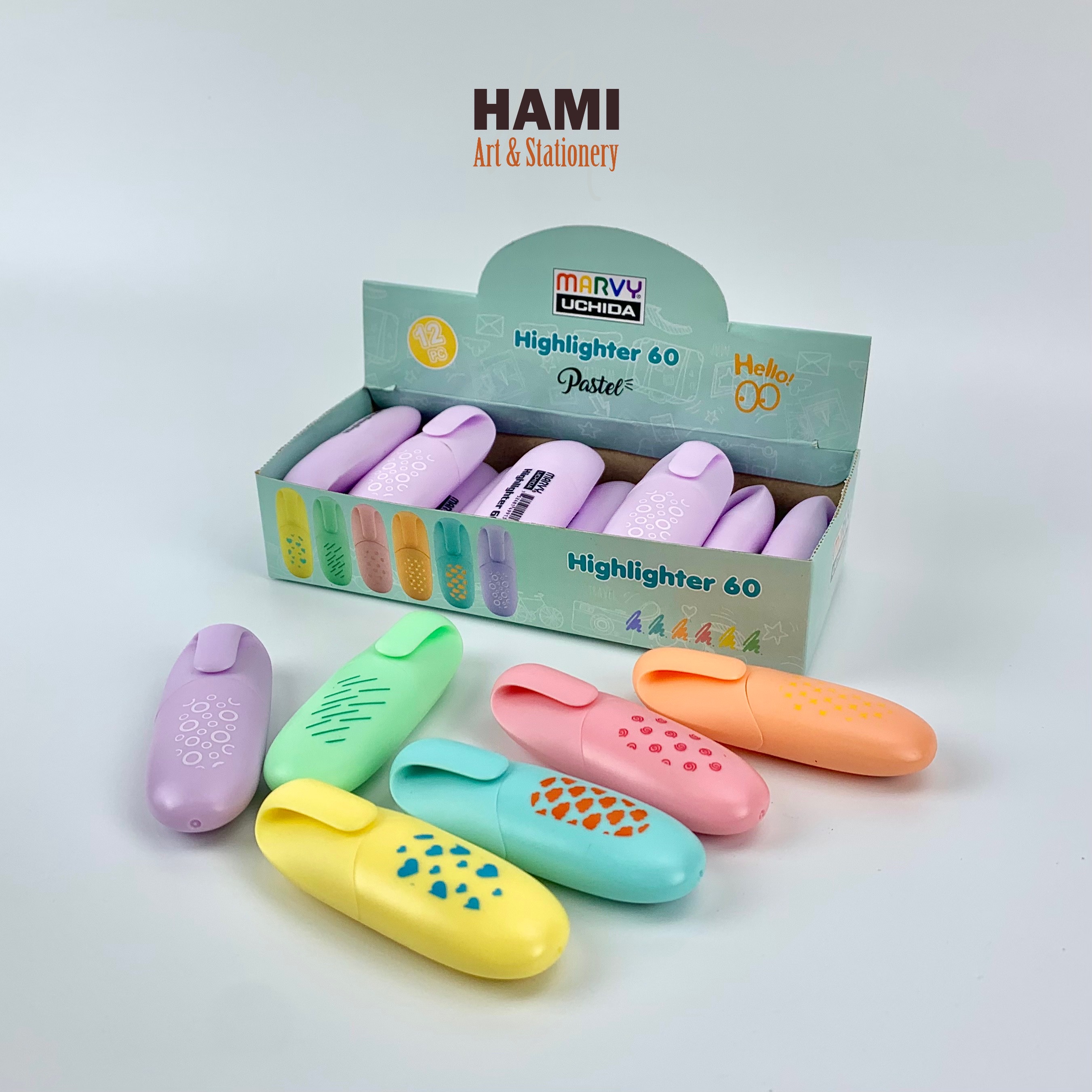 Bút dạ quang mini tone pastel Marvy HL60P