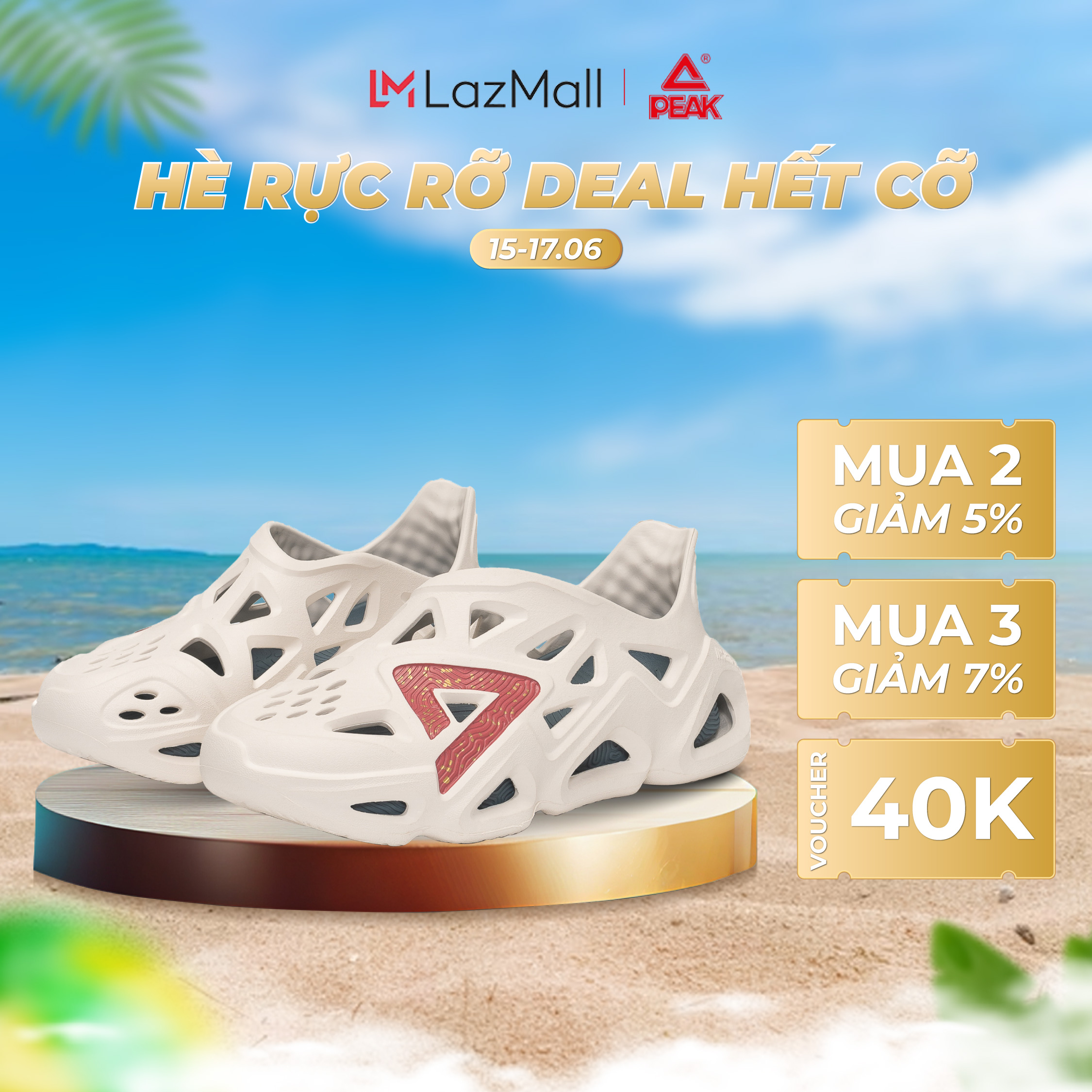 [Nhập code LAZSOCIALMAY giảm 15%] Dép nam PEAK TAICHI VOID SANDALS E12005L ET32817L
