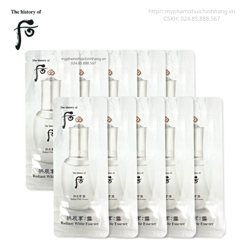 Xả hàng giá sỉ combo 10 Gói dùng thử Tinh chất Whoo Radiant White Essence sample dưỡng trắng làm đều màu da