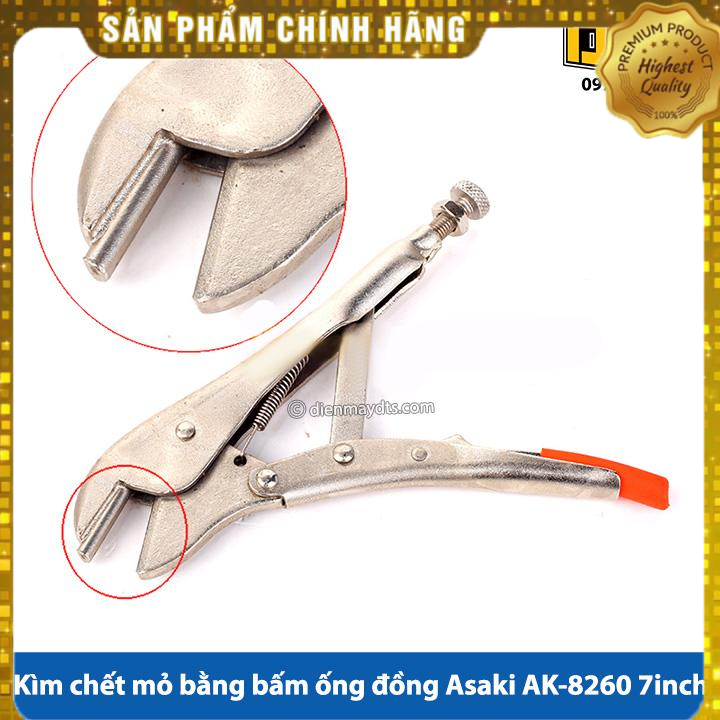 Kìm chết mỏ bằng bấm ống đồng Asaki AK-8260 7inch/175mm (Kìm chết điện lạnh)
