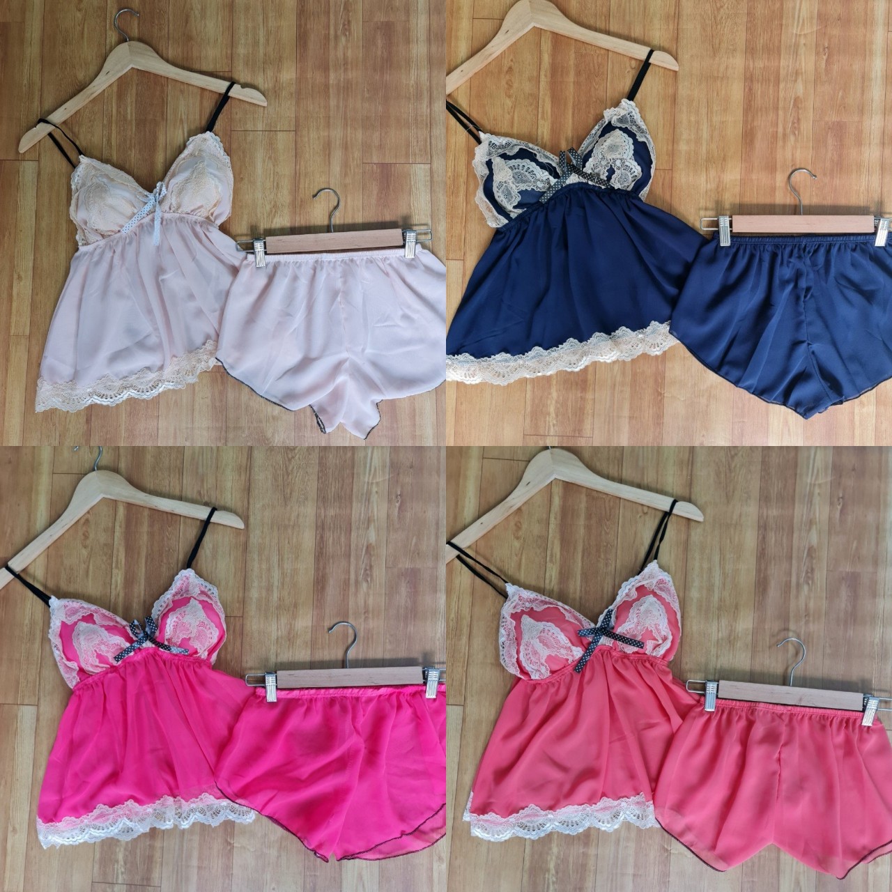 Đồ ngủ sexy 2 dây voan mút phối ren có lớp lót siêu xinh