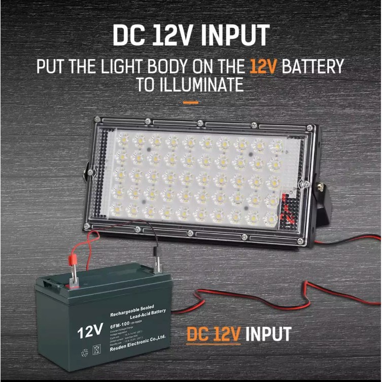 Đèn Led Pha 50W 12V IP66 Sáng Trắng