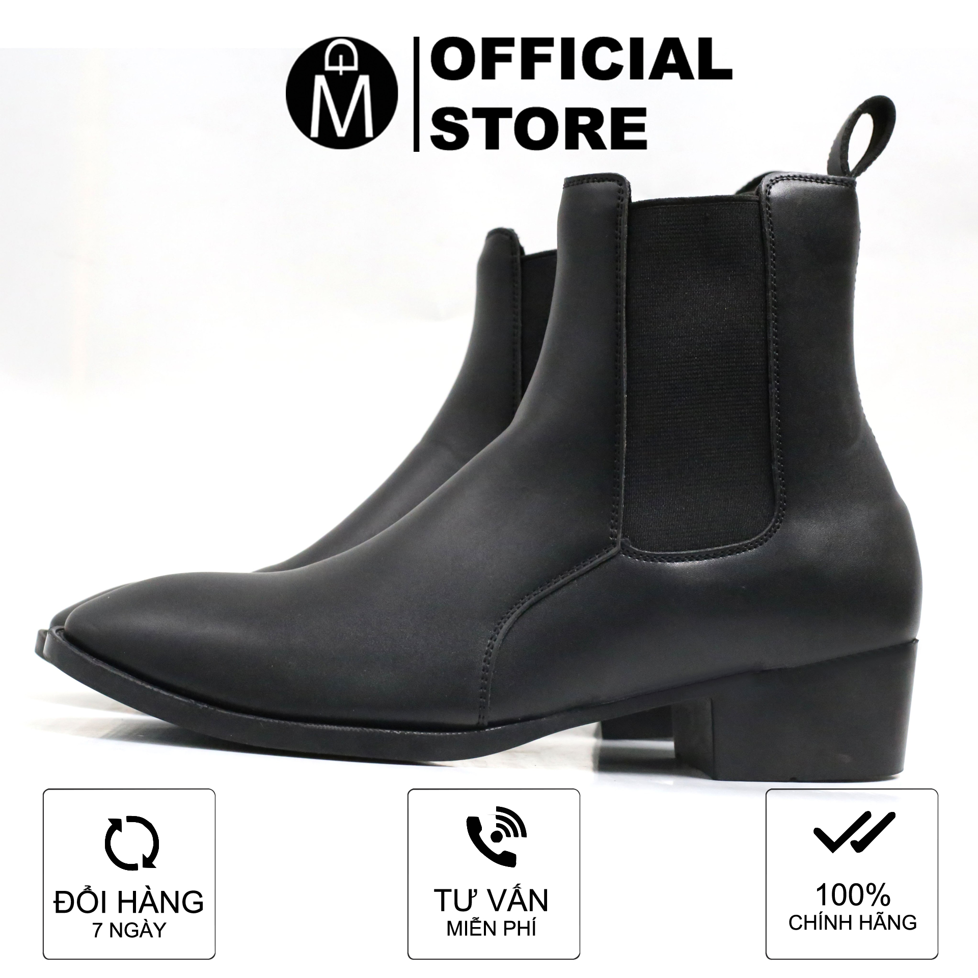 Giày da chelsea boots MĐ G1121 đế cao 5cm