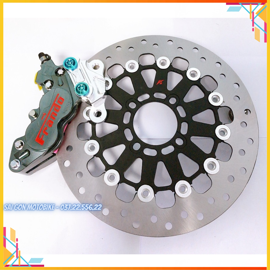 Trước exciter150/155-heo 4 pis frando + đĩa kingdrag size 267mm + pát 4 pis cnc