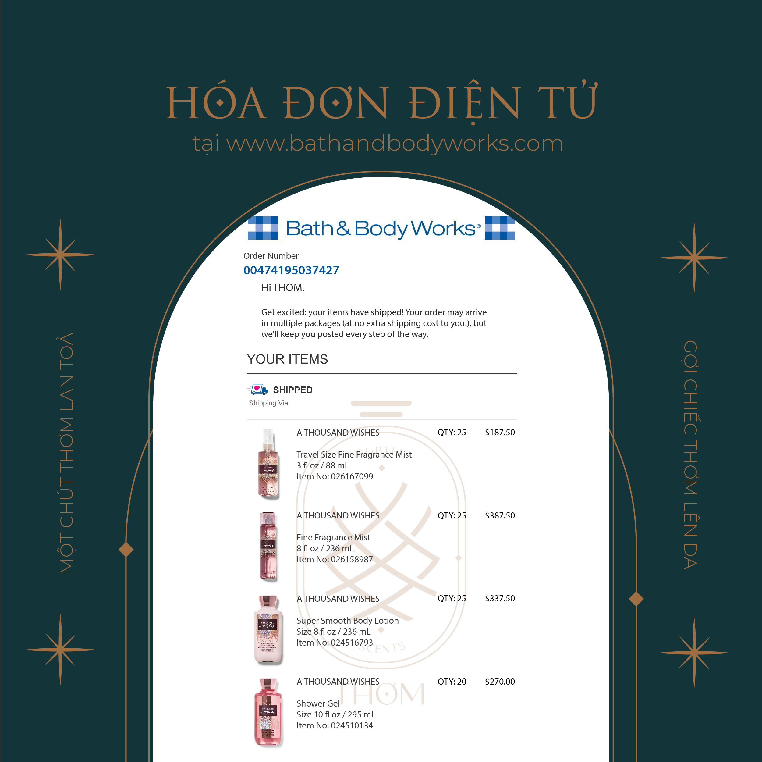 A THOUSAND WISHES | Sản Phẩm Tắm Dưỡng Xịt Thơm Toàn Thân Bath & Body Works
