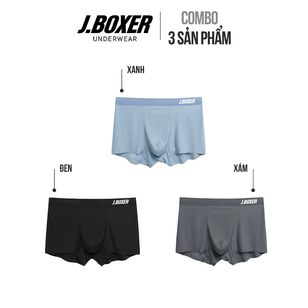 Combo 3 quần sịp đùi nam boxer PRO FIT cao cấp, quần boxer nam co giãn thoáng khí kháng khuẩn công nghệ nano J.BOXER