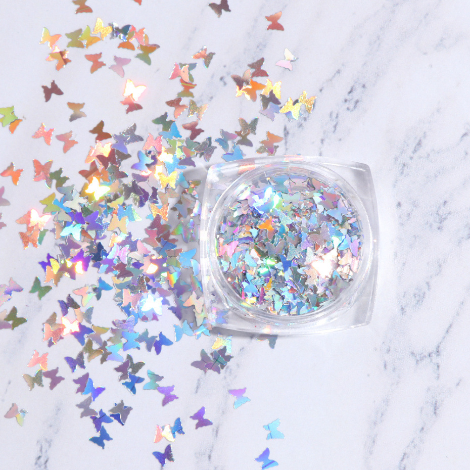 Hủ Bướm Hologram Đính Móng | Vàng Bạc Trắng Đen