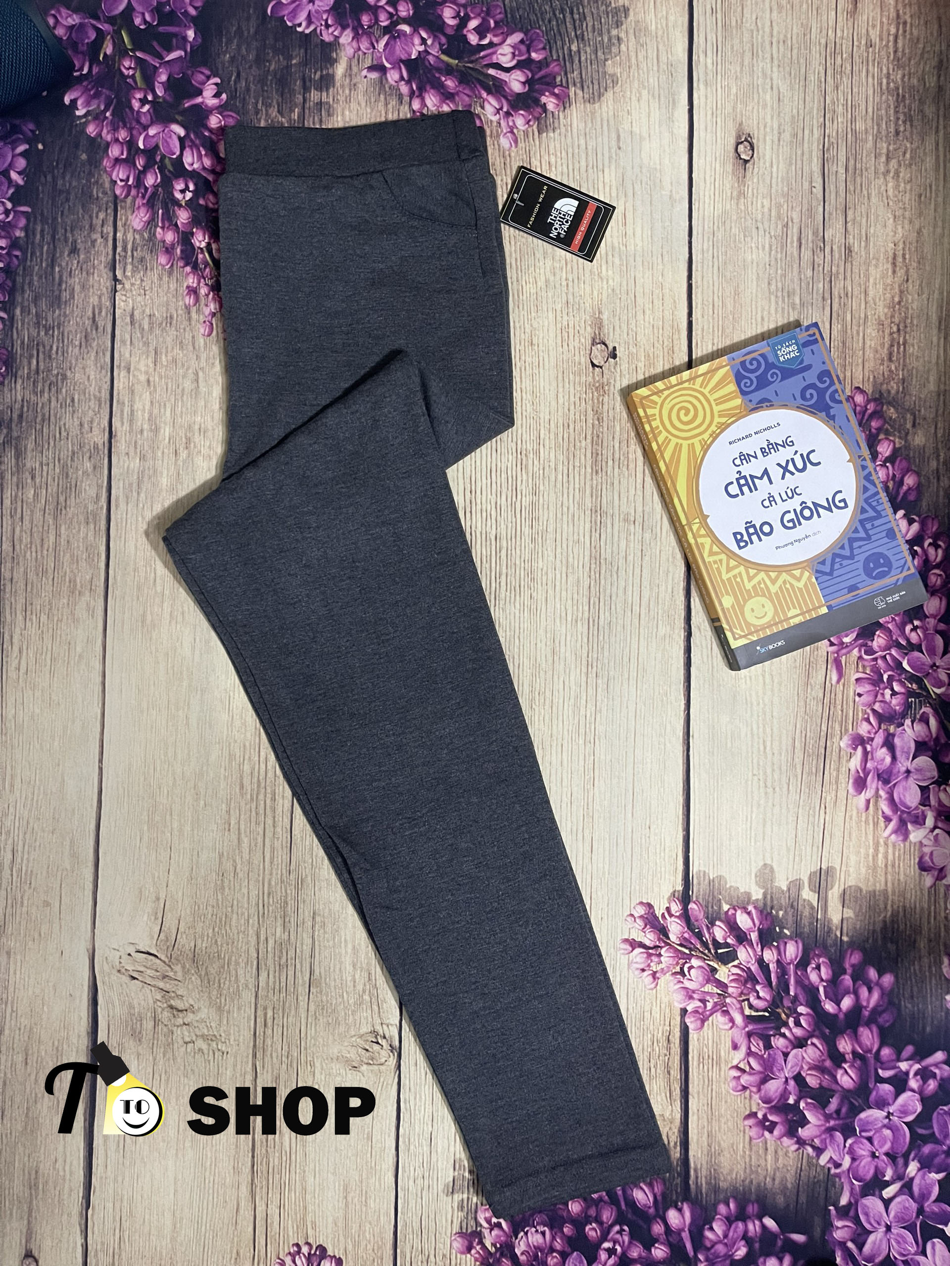 Quần legging trơn - thun nữ ôm body Đen - Xám