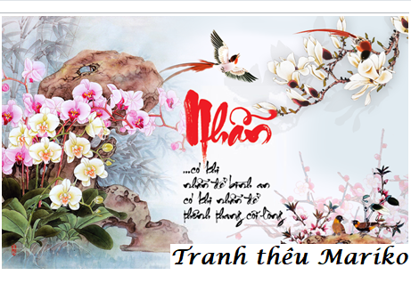 Tranh thêu chữ nhẫn thư pháp lv3336 kích thước 63 x 43 cm
