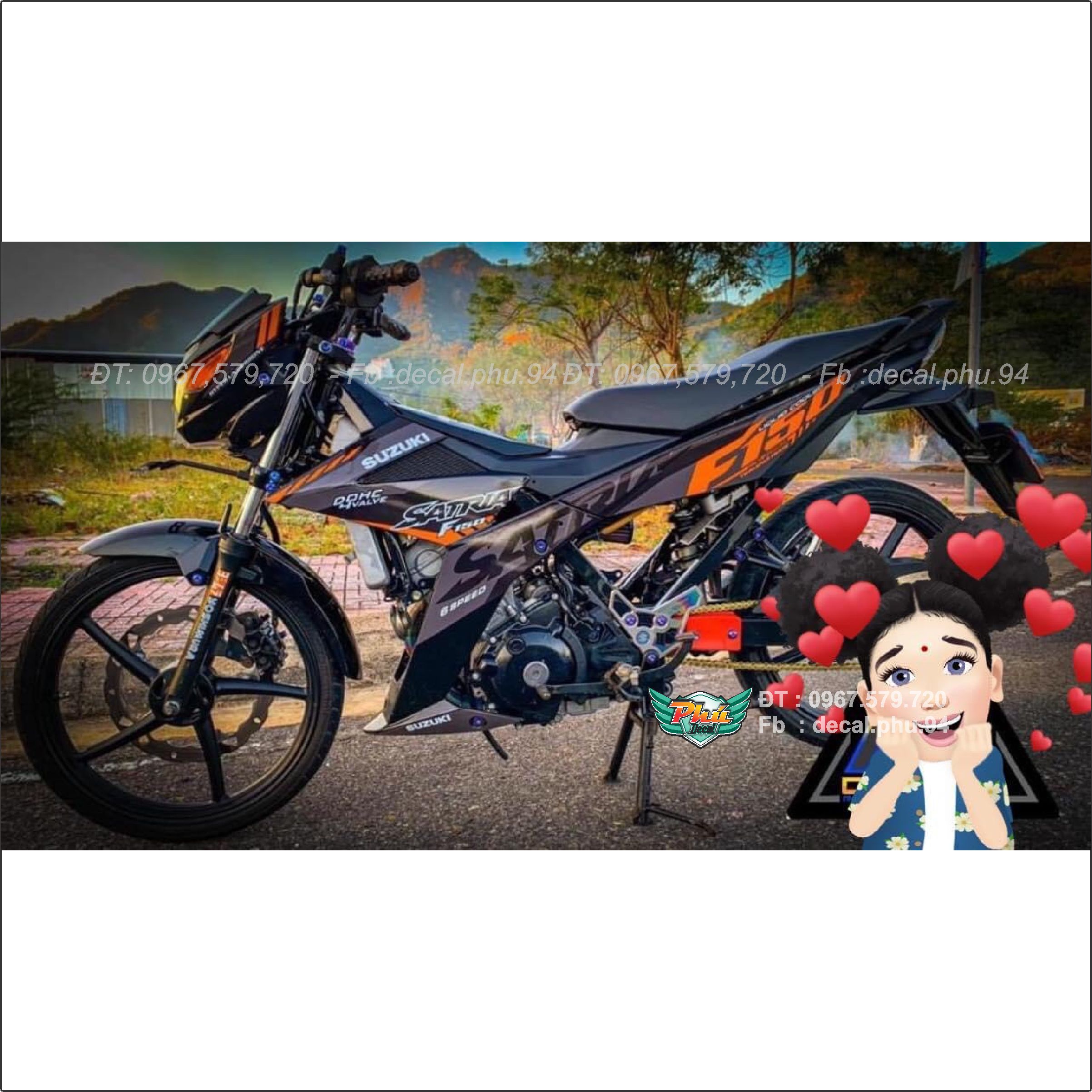 Tem rời Satria Xám cam