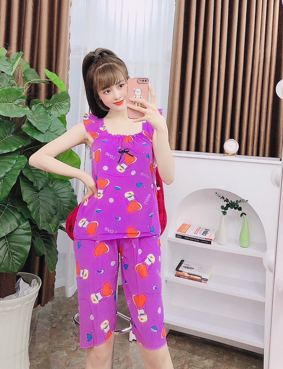 [Mẫu mới 2022] Bộ lửng mặc nhà tay cánh tiên siêu xinh freesize dưới 54kg