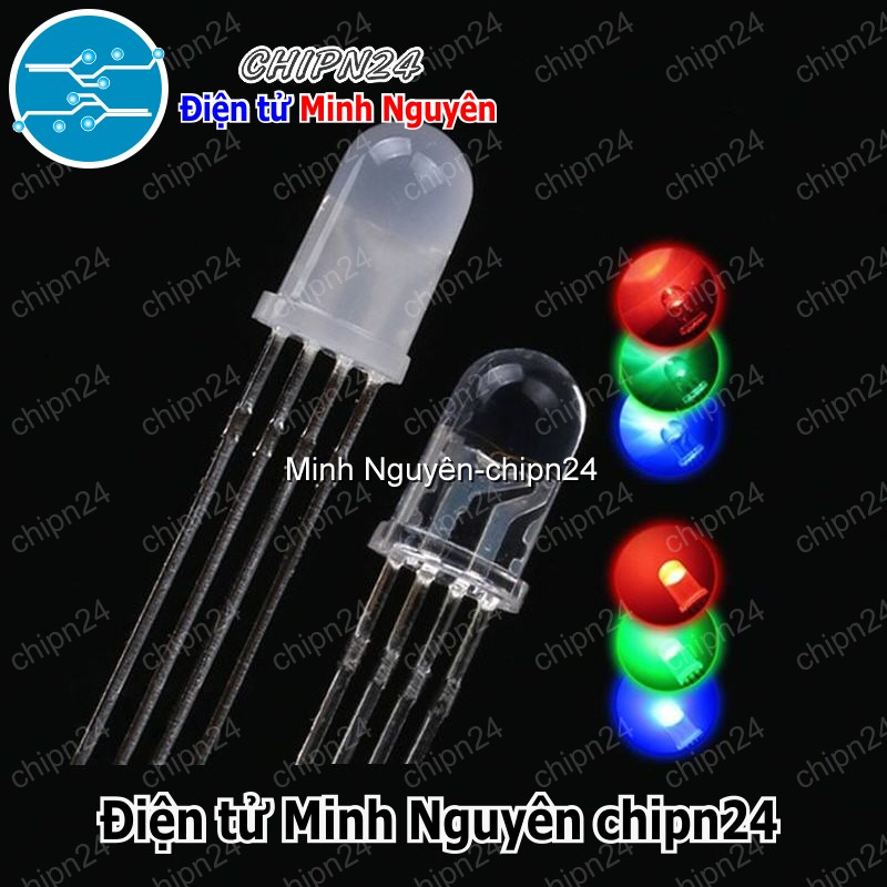 [10 con] (TK18, H15) Led 5mm Đục 7 Màu RGB 4 chân Dương chung - HH000506