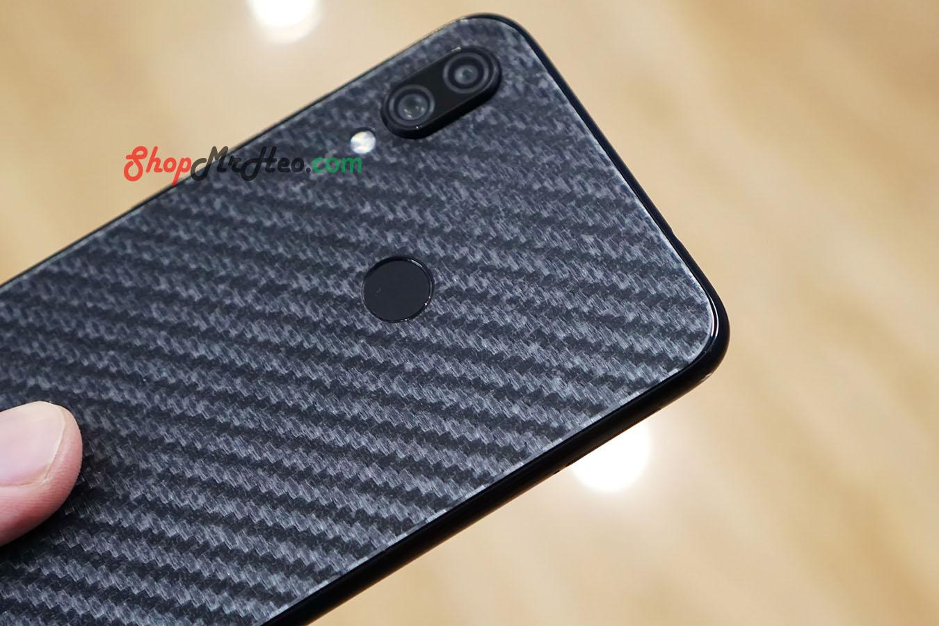 Bộ 3 Skin Dán Mặt Sau Lưng Vân 3D Carbon Xiaomi Redmi Note 7