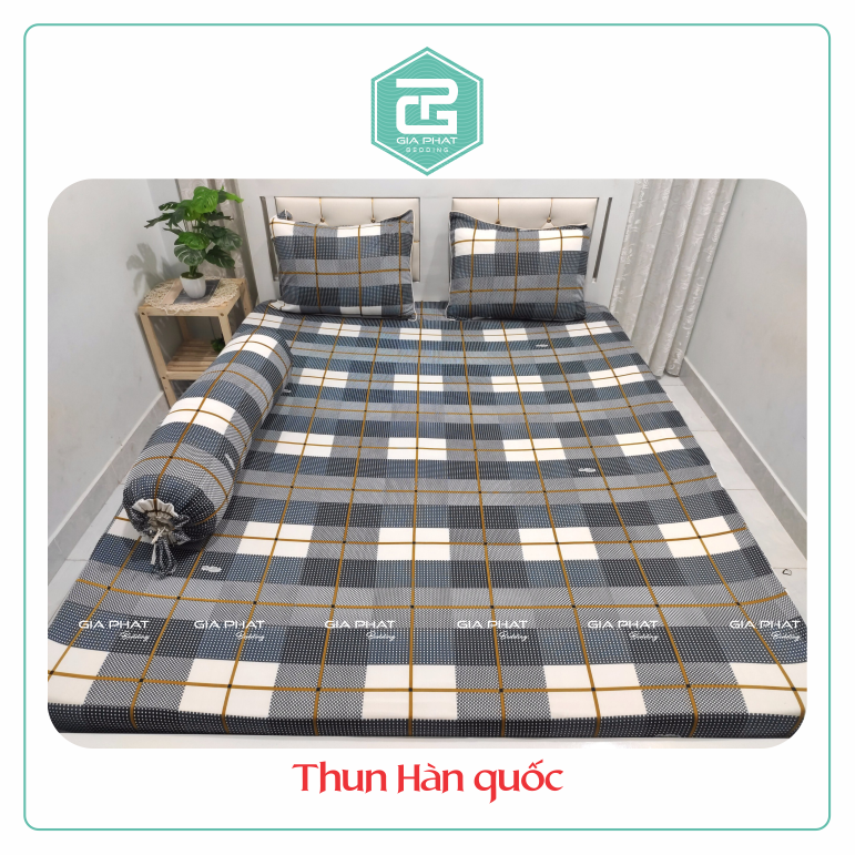 Bộ ga gối Thun Lạnh Hàn Quốc họa tiết sọc