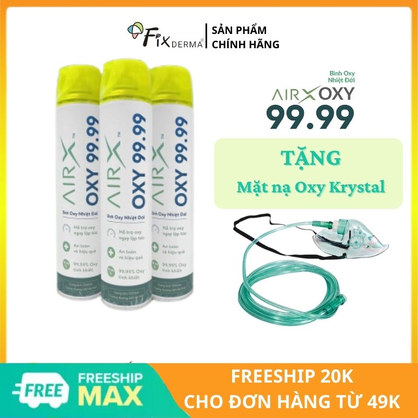 Bình Oxy y tế AirX: Bình oxy mini có thể thay thế máy tạo oxy, dùng kèm mặt nạ thở oxy và dây thở oxy - Tặng kèm Mặt nạ thở oxy Krystal cao cấp - Fixderma Việt Nam