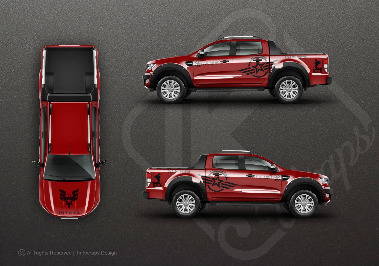 Decal dán sườn Ford Ranger Army Vinyl Cut