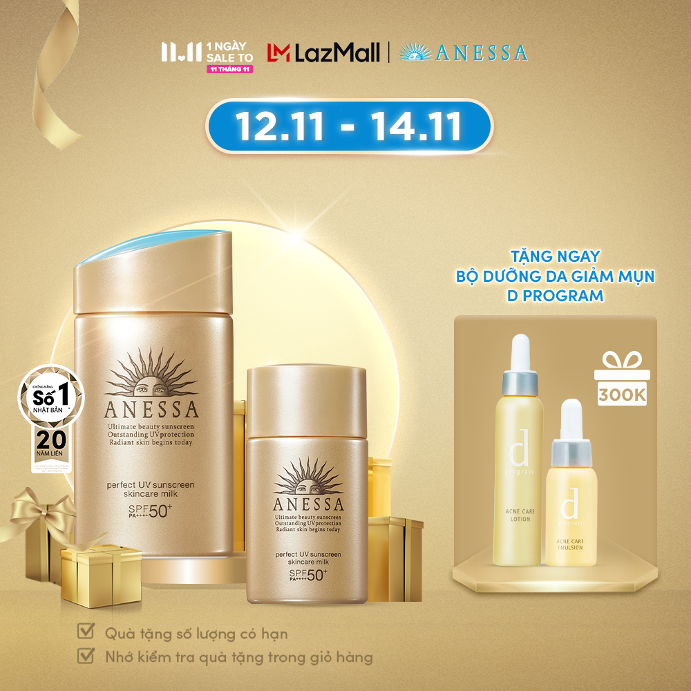 Bộ Đôi Kem Chống nắng dạng sữa dưỡng da và bảo vệ hoàn hảo Anessa Perfect UV Skincare Milk SPF...